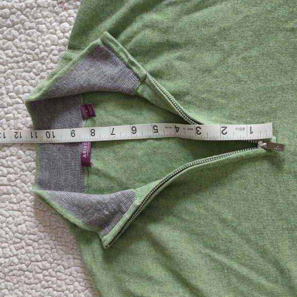 Aristo Eighteen Large 100% Merino Wool Green Quarter Zip Pullover - Picture 7 of 12
